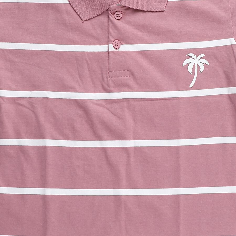 Boys Bright Rose Pink Cotton Crew Neck Streetwear T-Shirt, गुलाबी, large