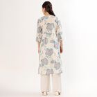Women's Light Ivory Round Neck Mirror Work Floral Printed Kurta, हल्का नीला, small image number null