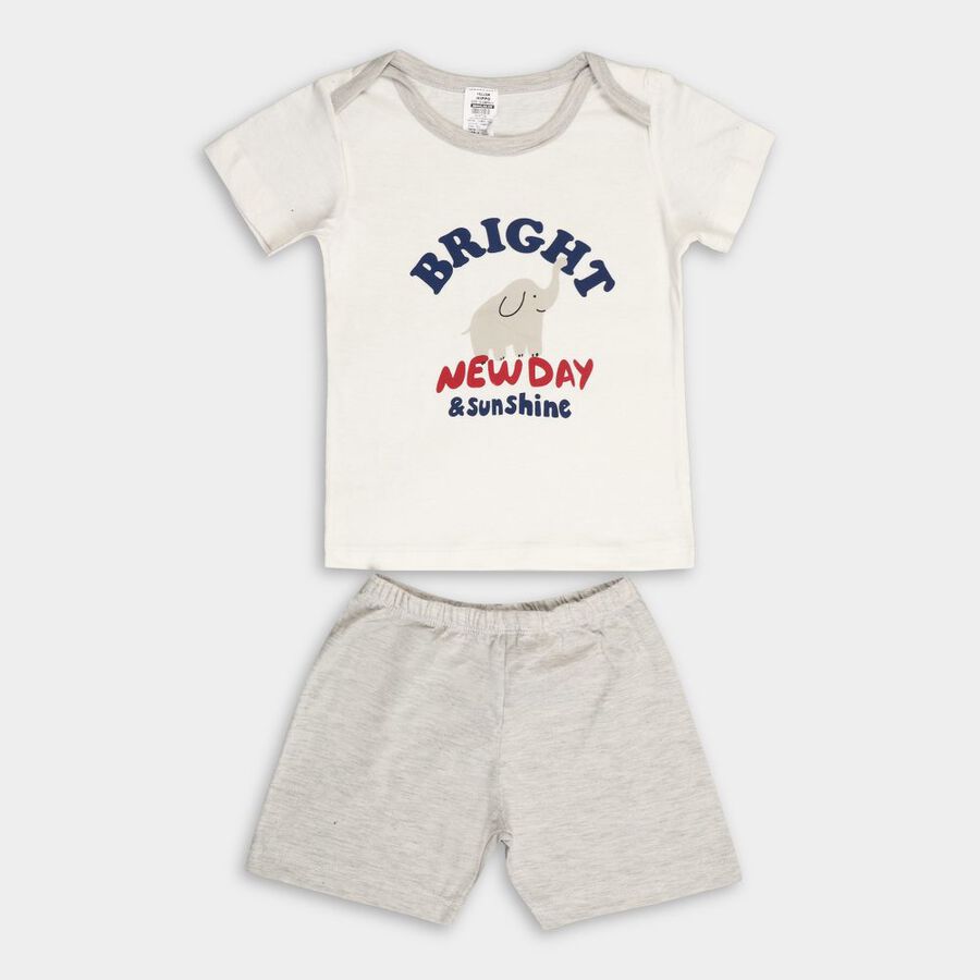 Infant Boy's Cotton Baba Suit, Melange Light Grey, large image number null
