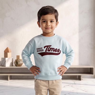 Boys' Light Blue Crew Neck Pullover Sweatshirt