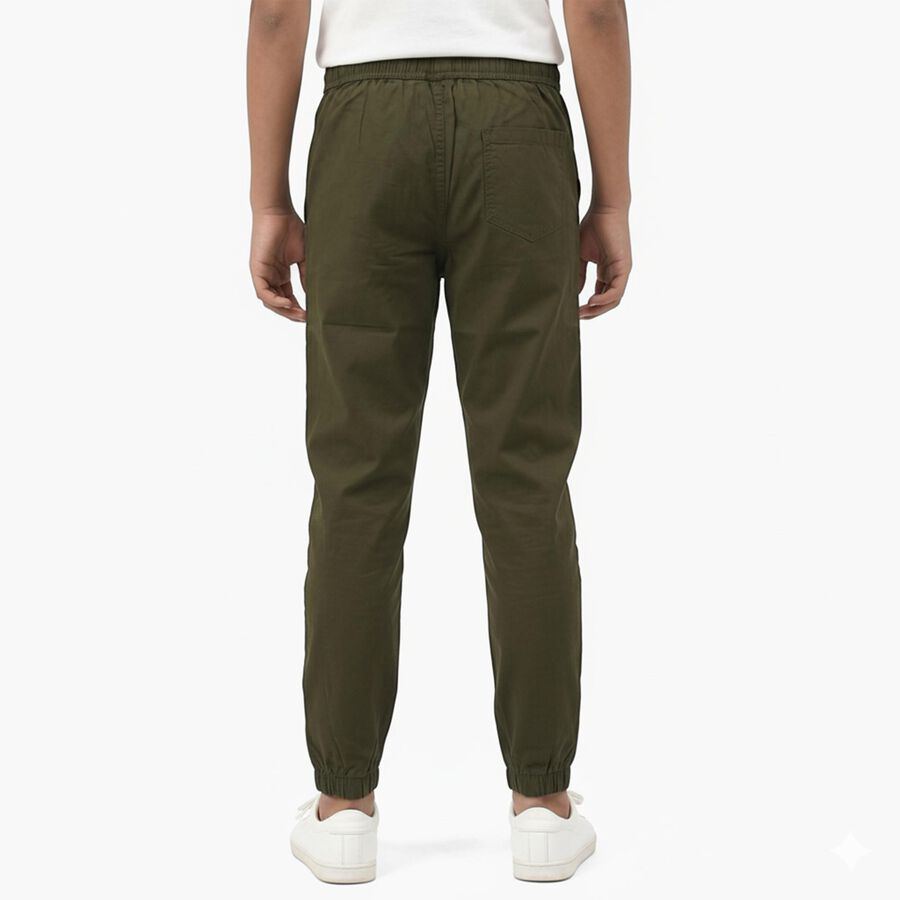 Boys Olive Green Regular Fit Jogger Trousers, Olive, large image number null