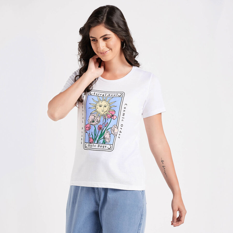 Round Neck T-Shirt, White, large image number null