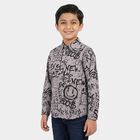 Boys Grey Cotton Long Sleeve Collar Regular Fit Shirt, हल्का ग्रे, small