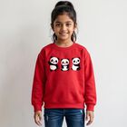 Girls' Fuchsia Crew Neck Pullover Sweatshirt, रानी (फ्यूशिया), small