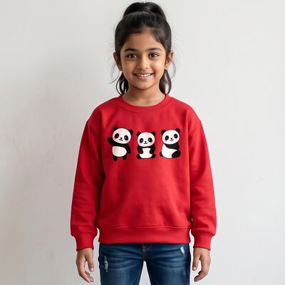 Girls' Fuchsia Crew Neck Pullover Sweatshirt