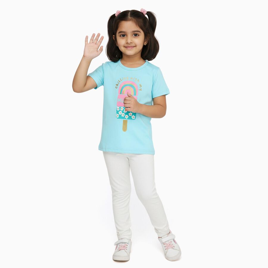 Girls' 100% Cotton T-Shirt, Aqua, large image number null