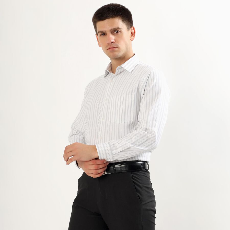 Men's Light Grey Classic Formal Shirt, Light Grey, large