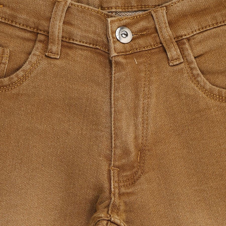 Boys' Warm Caramel Brown Slim Fit Jeans, गहरा पीला, large image number null