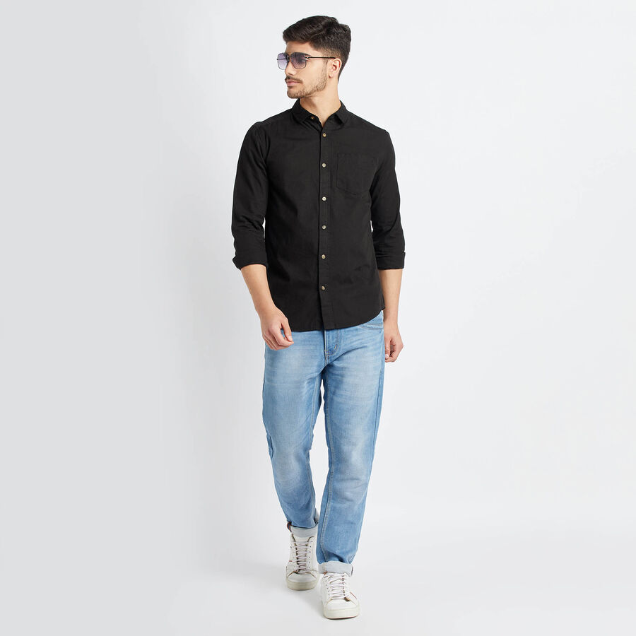 Cotton Solid Casual Shirt, Black, large image number null
