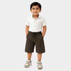 Boys' Olive Green Striped Cotton Jamaican Shorts, Olive, small
