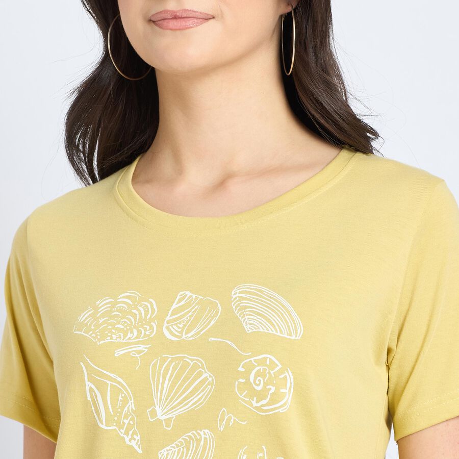 Ladies' Round Neck T-Shirt, Khaki, large