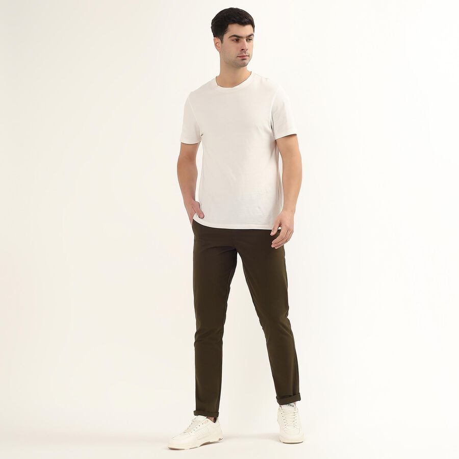 Men's Slim Fit Casual Trousers, Olive, large