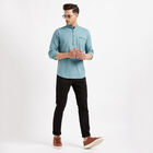 Cotton Solid Casual Shirt, Mid Blue, small image number null