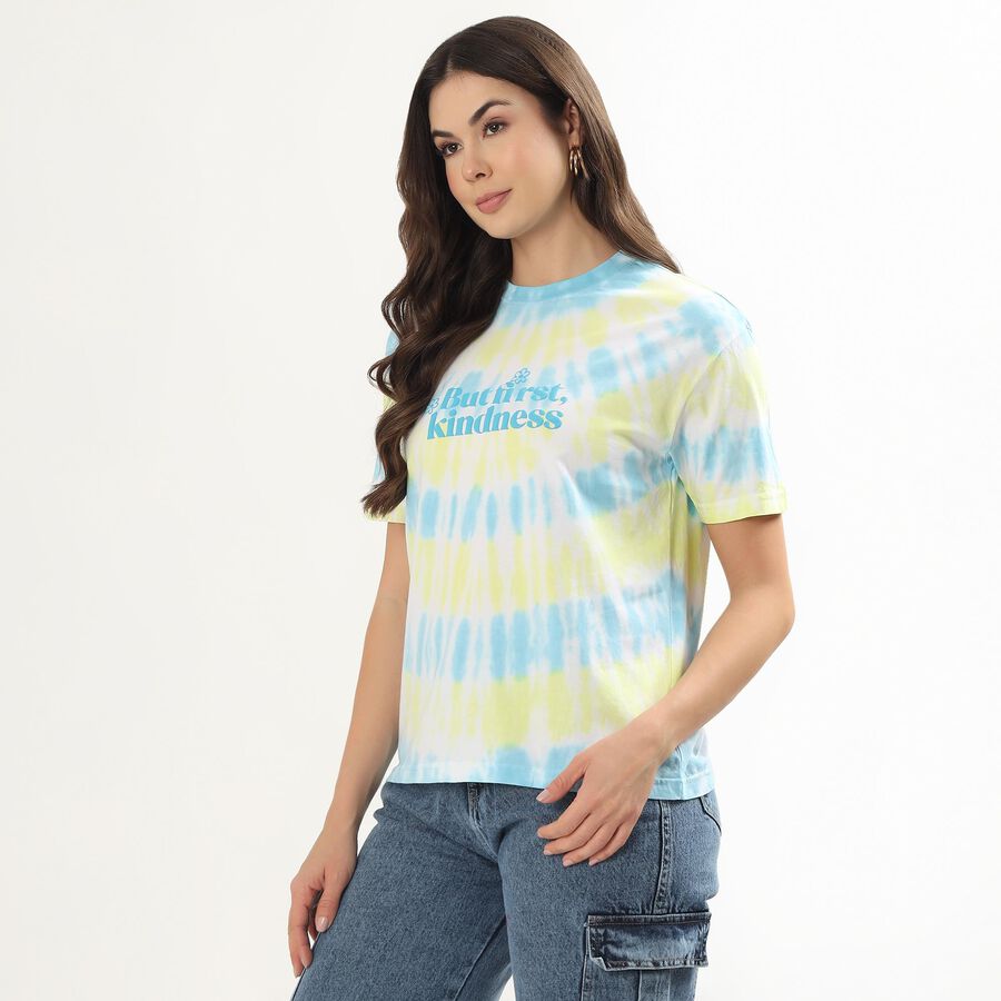 Ladies' Round Neck T-Shirt, हल्का नीला, large