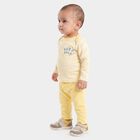 Infants' Yellow Cotton Round Neck Striped Baba Suit, Yellow, small