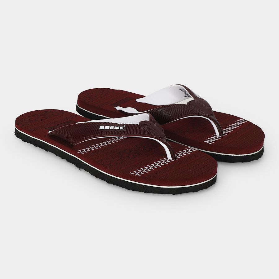 Women's Maroon Thong Strap Flip-Flops, मरून, large