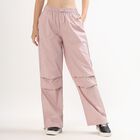Women's Soft Pink Relaxed Fit Wide-Leg Cargo Pants, Lilac, small