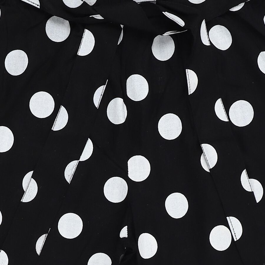 Girls' Black Polka Dot High-Rise Wide-Leg Capri, Black, large