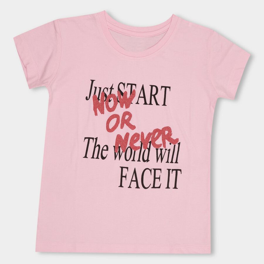 Girls' T-Shirt , हल्का गुलाबी, large image number null