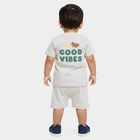 Infants' Grey 100% Cotton Henley Neck Graphic Print Baba Suit, Light Grey, small