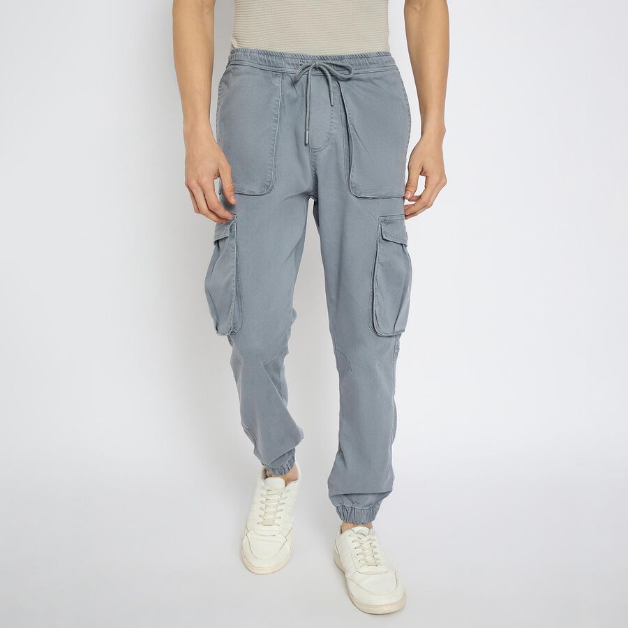 Men's Slim Fit Casual Trousers, Light Grey, large image number null