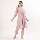 Women's Light Lavender Purple Round Neck Solid Kurta, Lilac, small