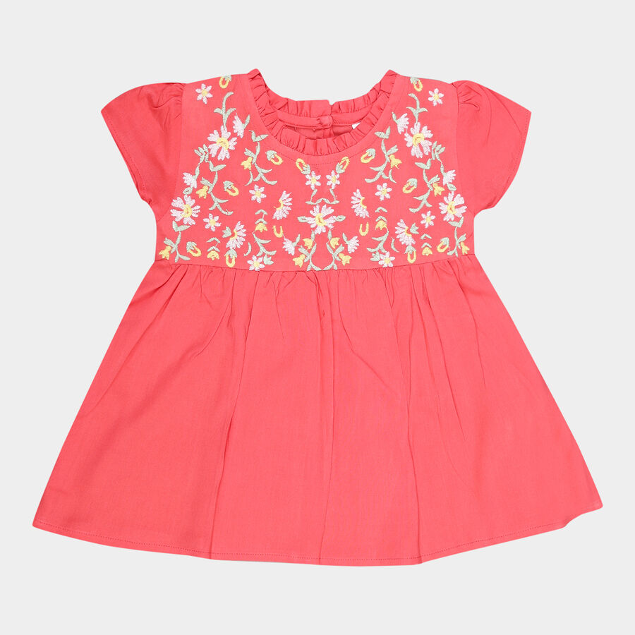 Girls Embellished Short Sleeve Top, Coral, large image number null