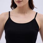 Women's Black Cotton Spaghetti Neck Casual Slip, Black, small image number null
