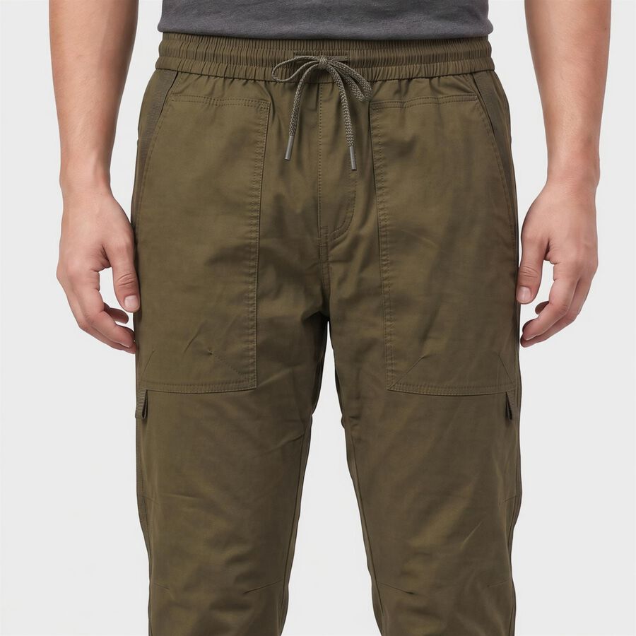 Men's Olive Green Slim Fit Jogger Casual Trousers, ओलिव, large