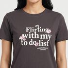 Women Dark Grey Round Neck Regular T-Shirt, Dark Grey, small