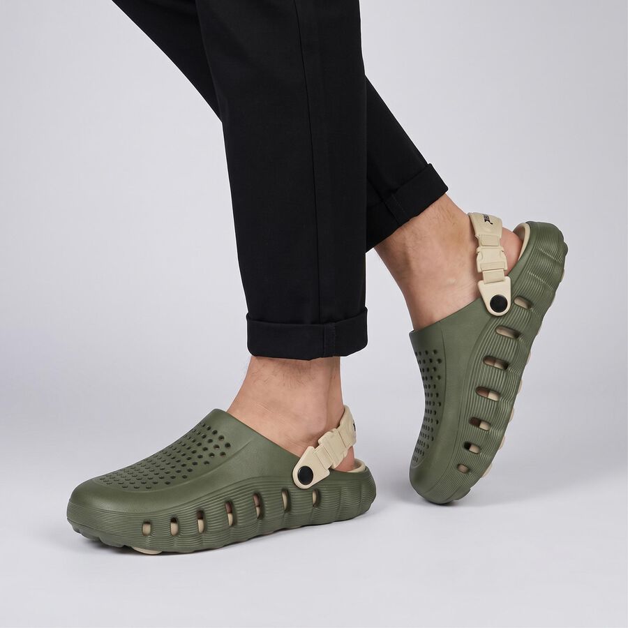 Men's Olive Green Slip-On Back Strap Sandals, Olive, large