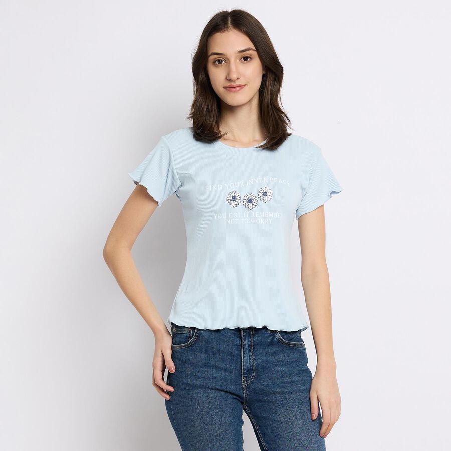 Ladies' Round Neck T-Shirt, Light Blue, large image number null