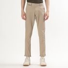 Men's Muted Beige Slim Fit Cross Pocket Casual Trousers, गहरा पीला, small image number null