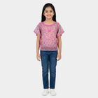 Girls Pink Round Neck Casual T-Shirt, Light Pink, small
