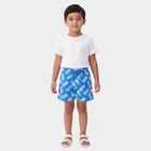 Boys Blue Relaxed Fit Printed Bermuda Shorts, Light Blue, small