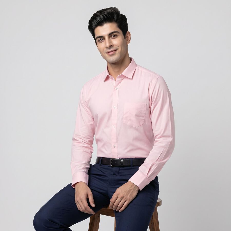 Men's Pink Formal Shirt, हल्का गुलाबी, large