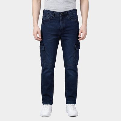 Men's Navy Blue Slim Fit Washed Jeans
