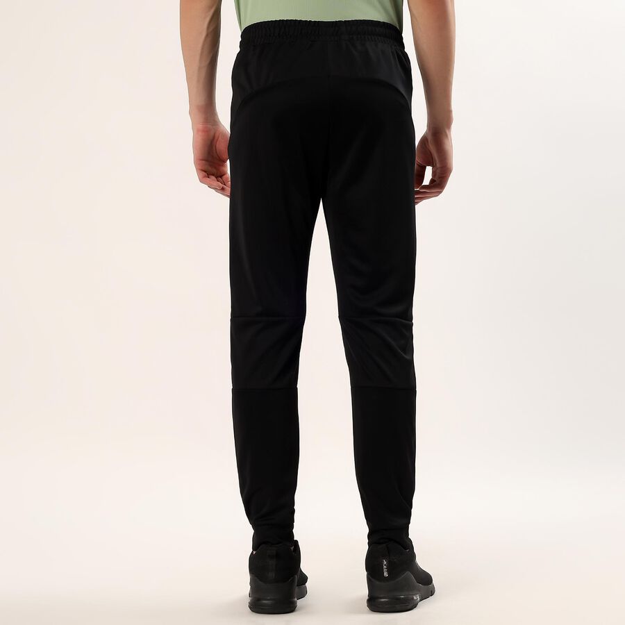 Men's Black Slim Fit Side Zip Pocket Paneled Track Pants, काला, large