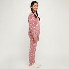 Girls' Dusty Rose Heart Printed Fleece Winter Pyjama, Pink, small image number null
