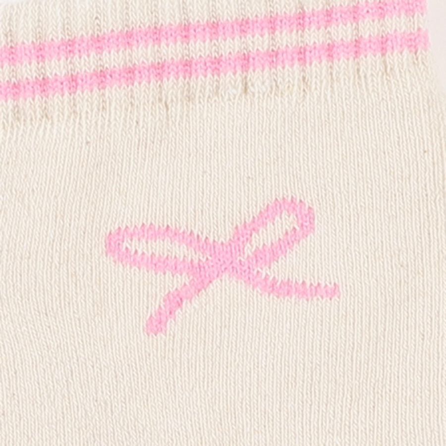 Women's Off-White Regular Fit Ankle-Length Bow Design Socks, Off White, large