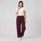 Women's Wine Relaxed Fit Wide Leg Track Pants, वाइन, small