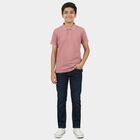 Boys Pink Pique Round Neck Casual Boys T-Shirt, गुलाबी, small