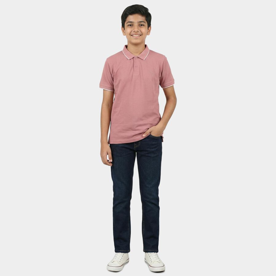 Boys Pink Pique Round Neck Casual Boys T-Shirt, गुलाबी, large