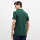 Men's Dark Green Polo Neck Casual T-Shirt, Dark Green, small