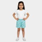 Girls' Teal Regular Fit Floral Printed Shorts, एक्वा, small