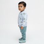 Infants' Light Blue Round Neck Cartoon Print Baba Suit, हल्का नीला, small image number null