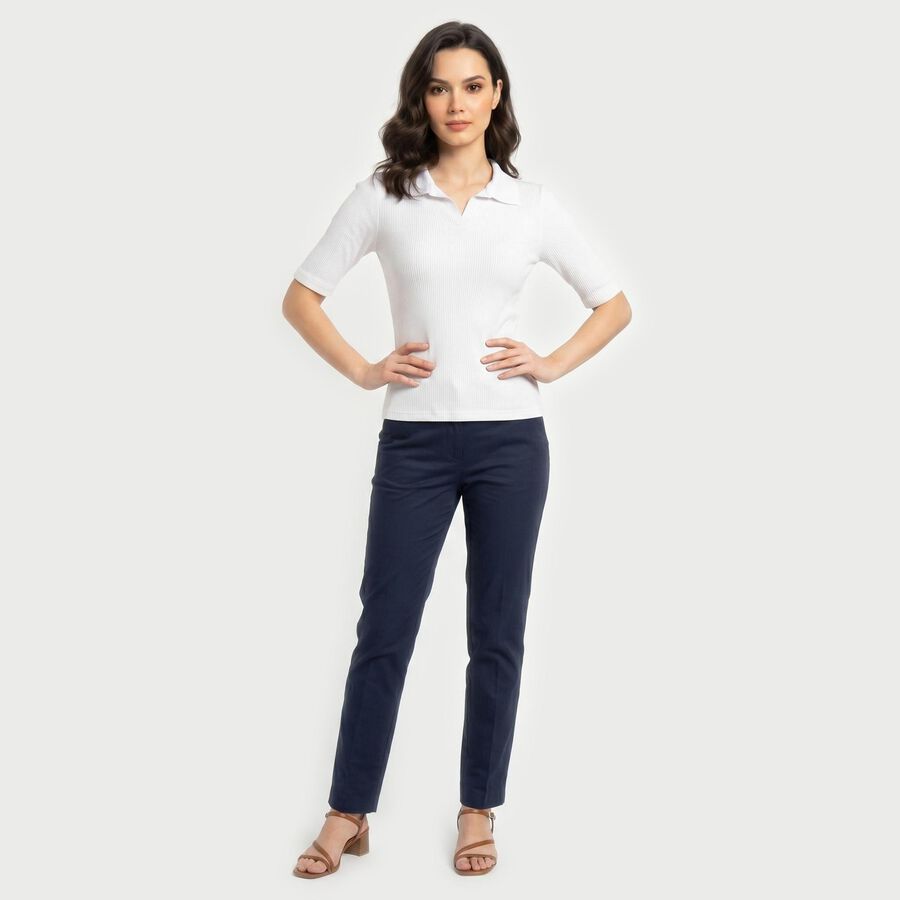 Women's White Polo Neck Polo T-Shirt, सफ़ेद, large