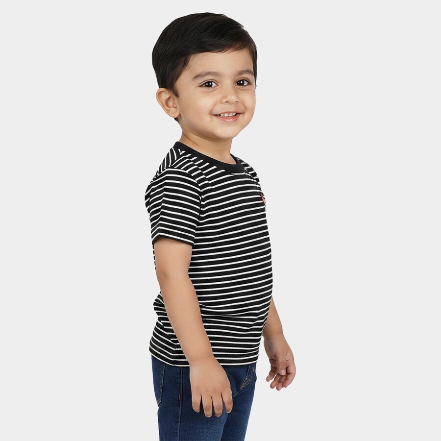 Boys Navy Blue Round Neck Casual Boys T-Shirt, Navy Blue, large