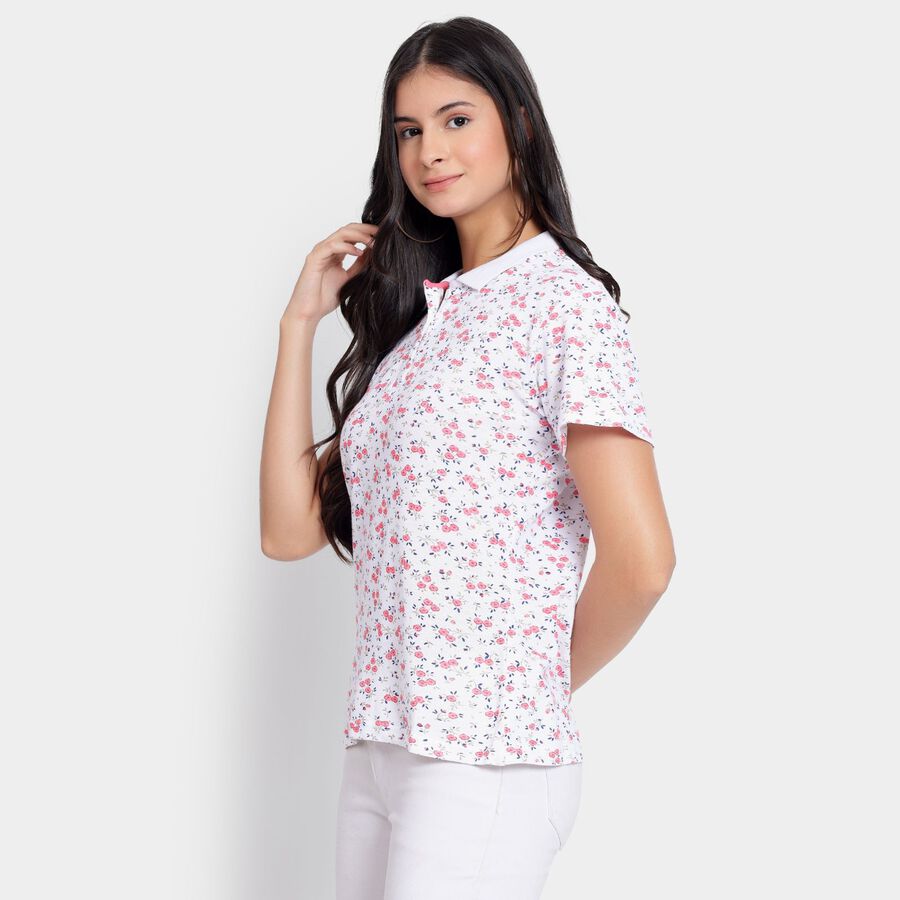 Ladies' Cotton Polo T-Shirt, ऑफ व्हाइट, large image number null