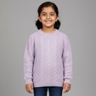 Girls Soft Lavender Crew Neck Casual Pullover, Lilac, small image number null
